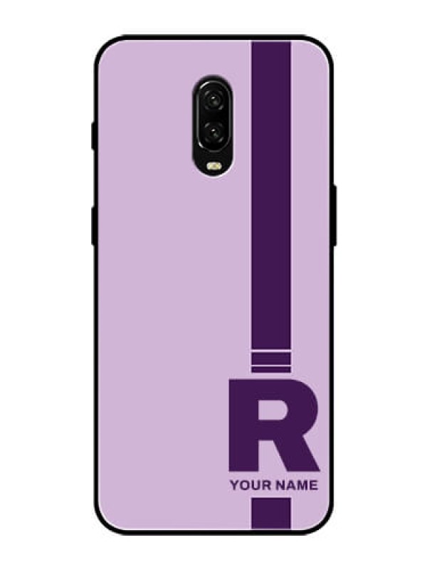 Custom OnePlus 6T Photo Printing on Glass Case - Simple dual tone stripe with name Design