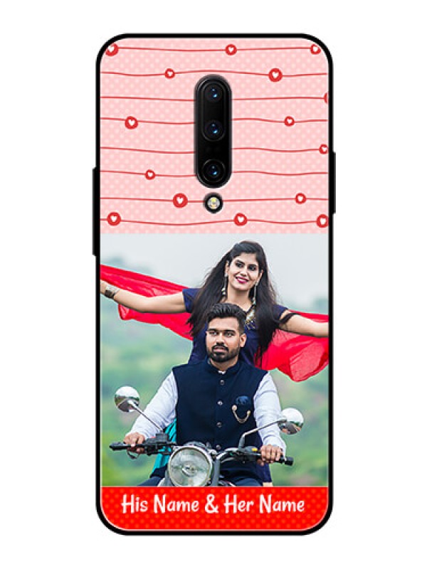 Custom OnePlus 7 Pro Personalized Glass Phone Case  - Red Pattern Case Design