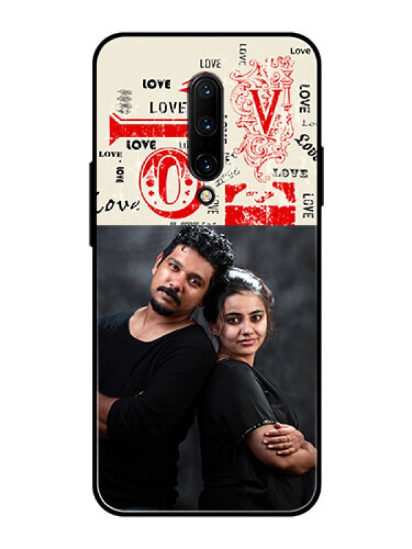 Custom OnePlus 7 Pro Photo Printing on Glass Case  - Trendy Love Design Case