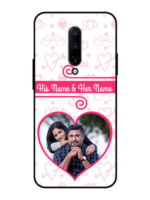 Custom OnePlus 7 Pro Personalized Glass Phone Case  - Heart Shape Love Design