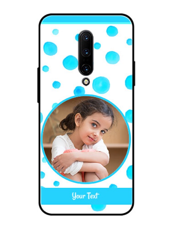 Custom OnePlus 7 Pro Photo Printing on Glass Case  - Blue Bubbles Pattern Design