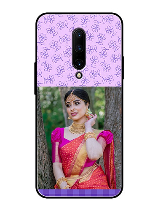 Custom OnePlus 7 Pro Custom Glass Phone Case  - Purple Floral Design