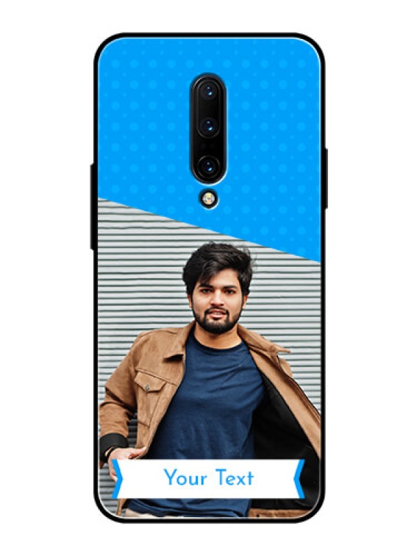 Custom OnePlus 7 Pro Photo Printing on Glass Case  - Simple Blue Color Design
