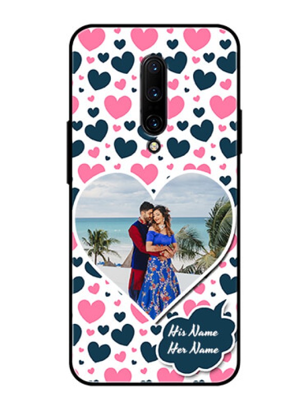 Custom OnePlus 7 Pro Custom Glass Phone Case  - Pink & Blue Heart Design