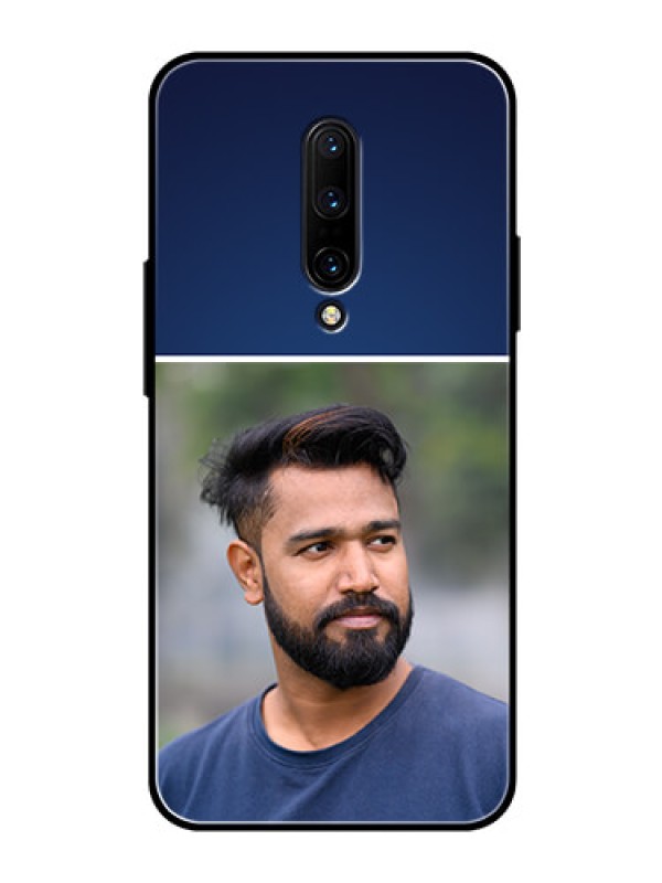 Custom OnePlus 7 Pro Personalized Glass Phone Case  - Simple Royal Blue Design
