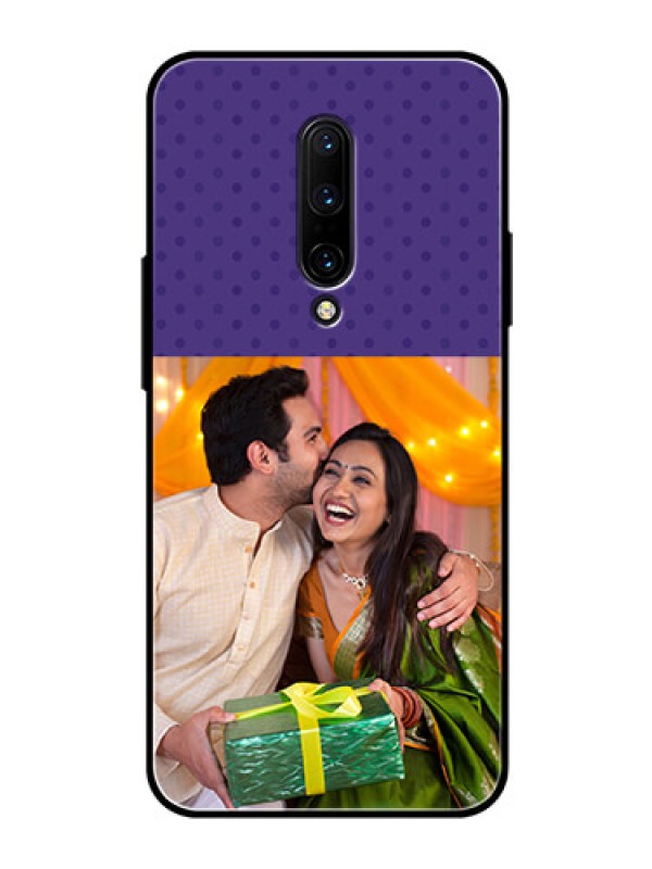 Custom OnePlus 7 Pro Personalized Glass Phone Case  - Violet Pattern Design
