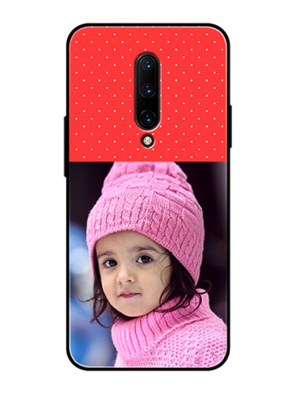 Custom OnePlus 7 Pro Photo Printing on Glass Case  - Red Pattern Design