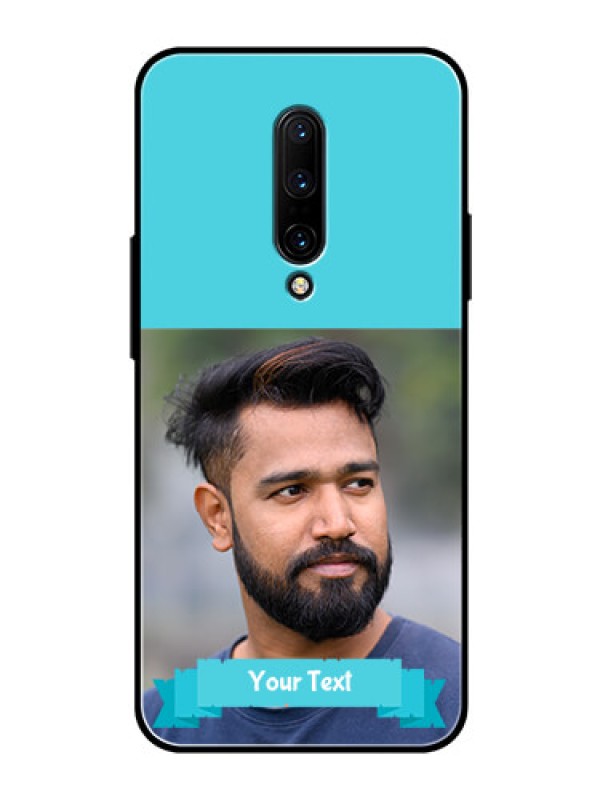 Custom OnePlus 7 Pro Personalized Glass Phone Case  - Simple Blue Color Design