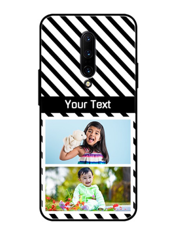 Custom OnePlus 7 Pro Photo Printing on Glass Case  - Black And White Stripes Design
