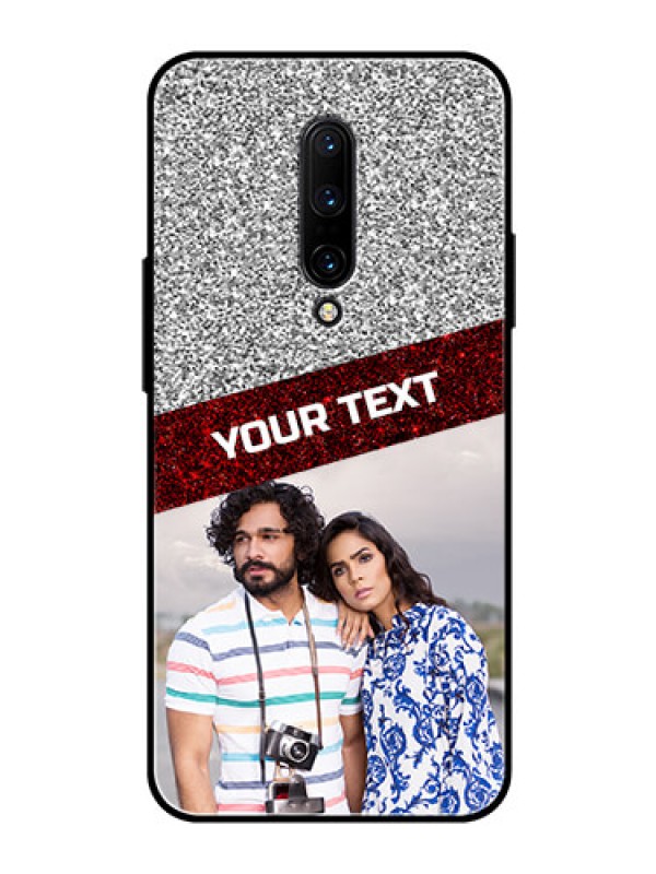 Custom OnePlus 7 Pro Personalized Glass Phone Case  - Image Holder with Glitter Strip Design