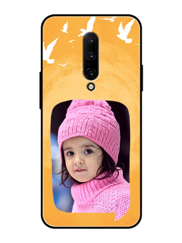 Custom OnePlus 7 Pro Personalized Glass Phone Case  - Water Color Design with Bird Icons