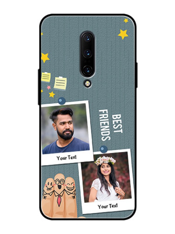 Custom OnePlus 7 Pro Personalized Glass Phone Case  - Sticky Frames and Friendship Design