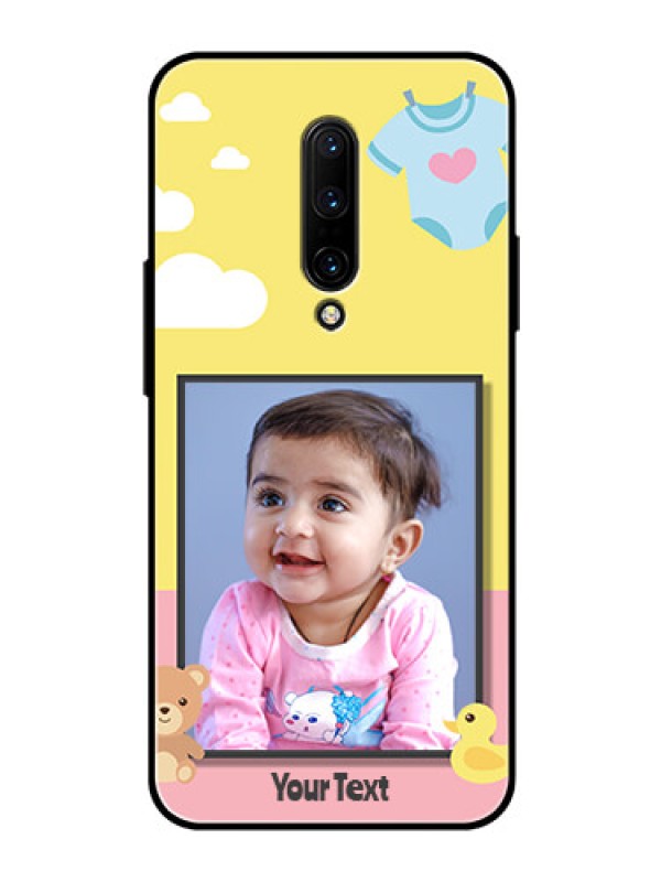Custom OnePlus 7 Pro Photo Printing on Glass Case  - Kids 2 Color Design