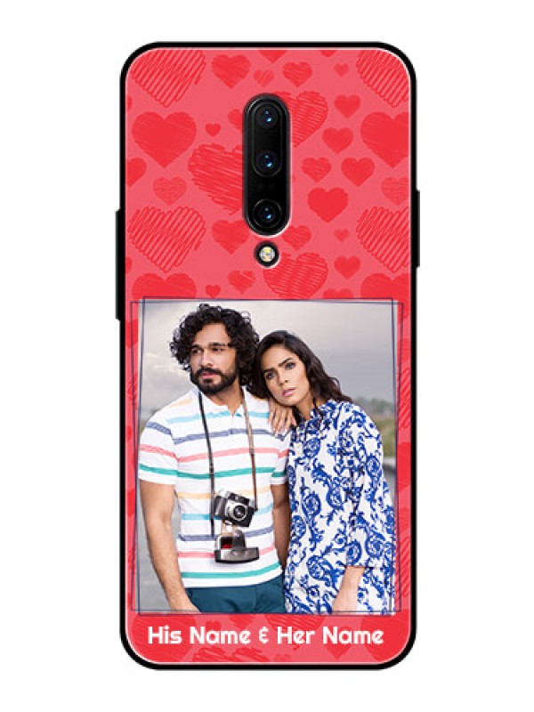 Custom OnePlus 7 Pro Photo Printing on Glass Case  - with Red Heart Symbols Design