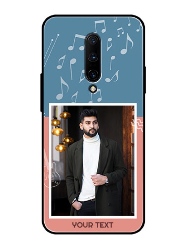 Custom OnePlus 7 Pro Photo Printing on Glass Case  - with Color Musical Note Design