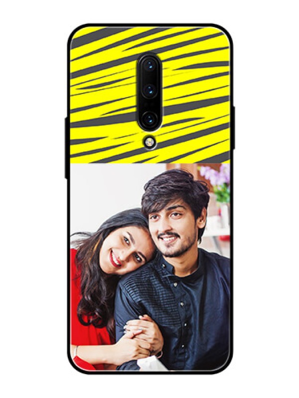 Custom OnePlus 7 Pro Photo Printing on Glass Case  - Yellow Abstract Design