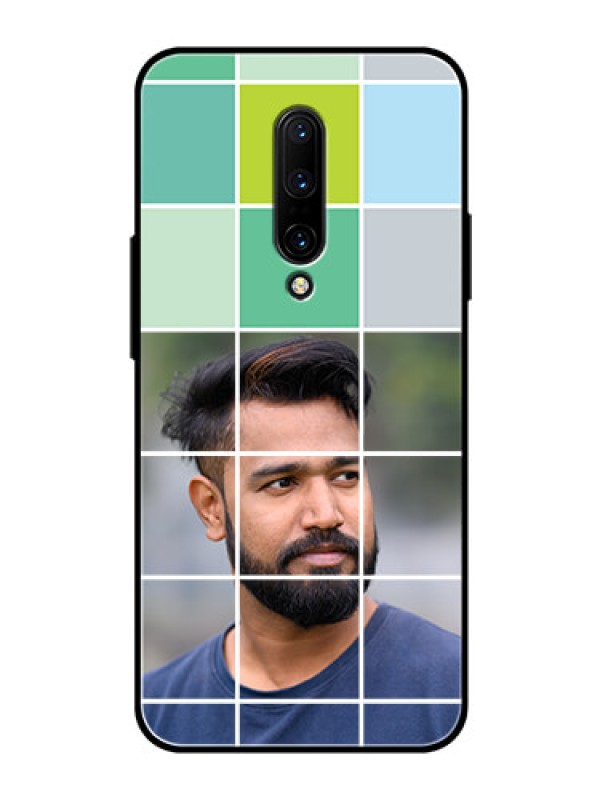 Custom OnePlus 7 Pro Photo Printing on Glass Case  - with white box pattern 