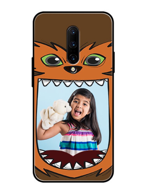 Custom OnePlus 7 Pro Photo Printing on Glass Case  - Owl Monster Back Case Design
