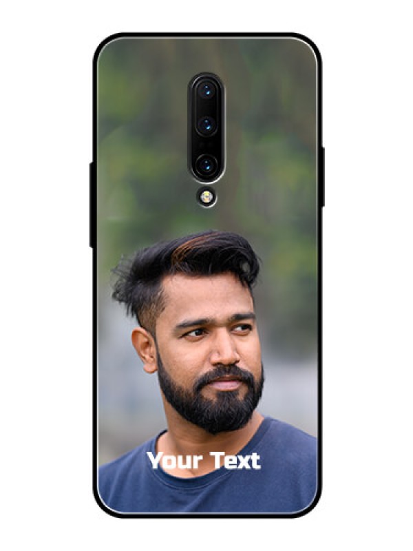 Custom Oneplus 7 Pro Glass Mobile Cover: Photo with Text