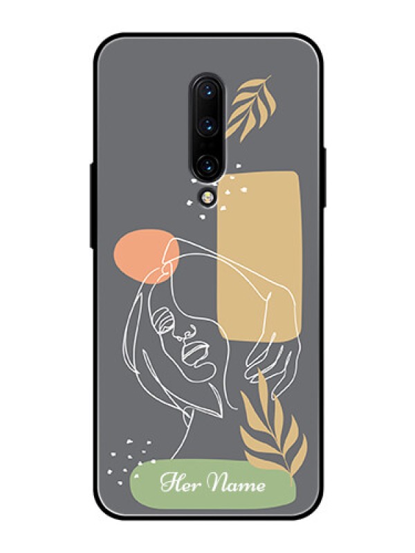 Custom OnePlus 7 Pro Custom Glass Phone Case - Gazing Woman line art Design