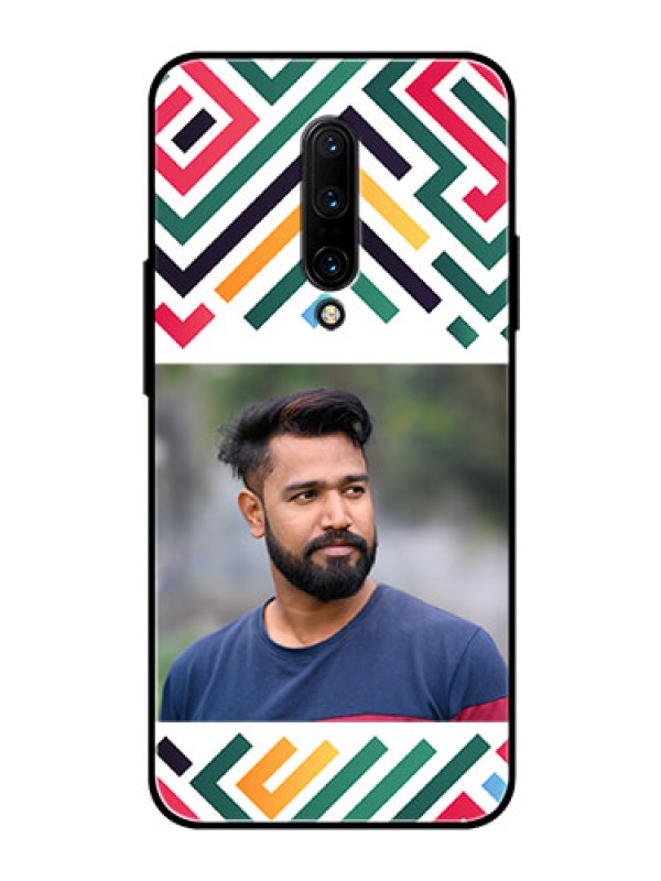 Custom OnePlus 7 Pro Personalized Glass Phone Case - Colorful Maze Pattern Design