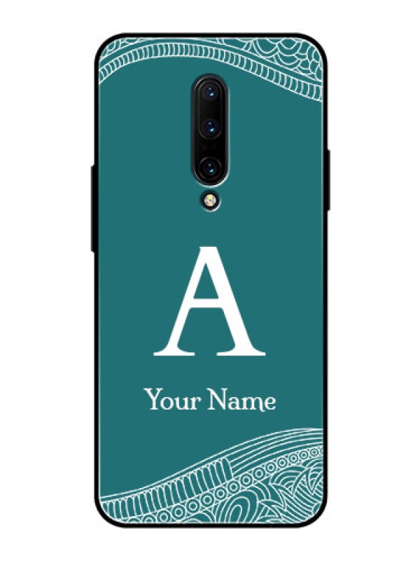 Custom OnePlus 7 Pro Personalized Glass Phone Case - line art pattern with custom name Design