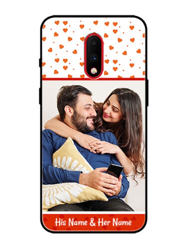 Custom OnePlus 7 Custom Glass Phone Case  - Orange Love Symbol Design