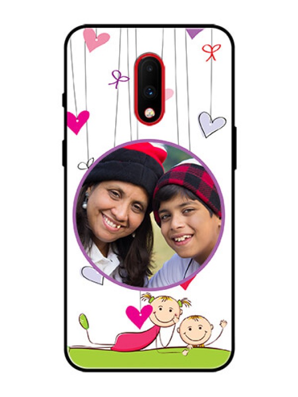 Custom OnePlus 7 Photo Printing on Glass Case  - Cute Kids Phone Case Design