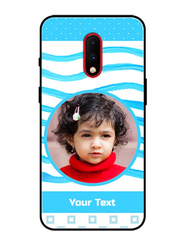 Custom OnePlus 7 Custom Glass Phone Case  - Simple Blue Case Design