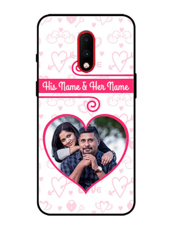 Custom OnePlus 7 Personalized Glass Phone Case  - Heart Shape Love Design