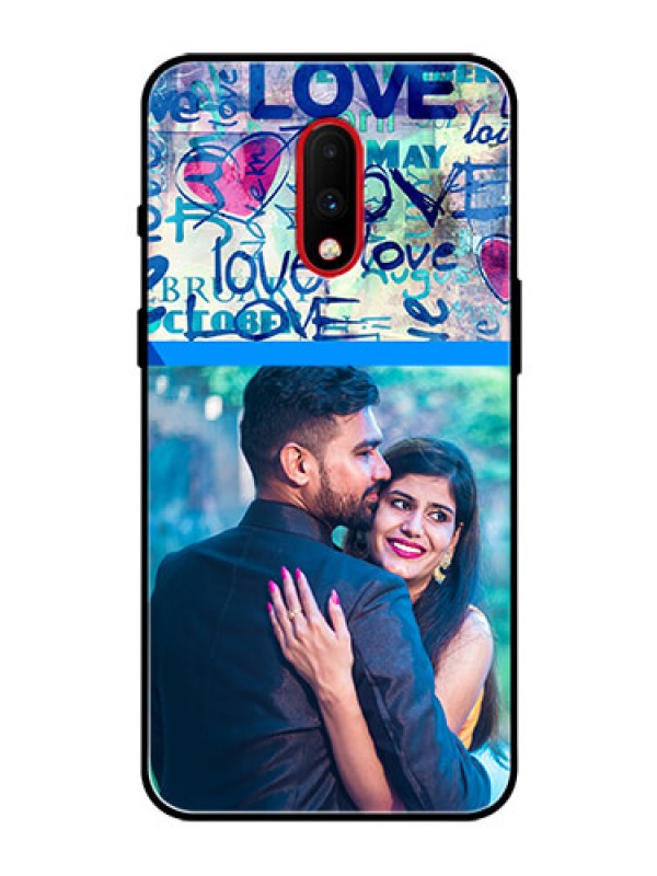 Custom OnePlus 7 Custom Glass Mobile Case  - Colorful Love Design