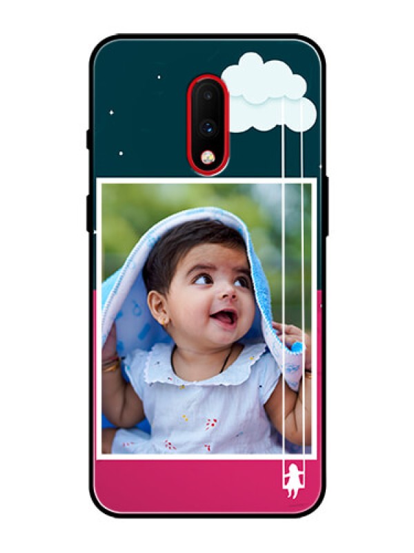 Custom OnePlus 7 Custom Glass Phone Case  - Cute Girl with Cloud Design