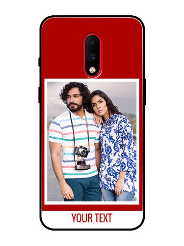 Custom OnePlus 7 Personalized Glass Phone Case  - Simple Red Color Design