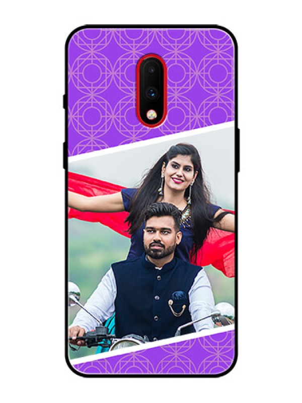Custom OnePlus 7 Custom Glass Phone Case  - Violet Pattern Design