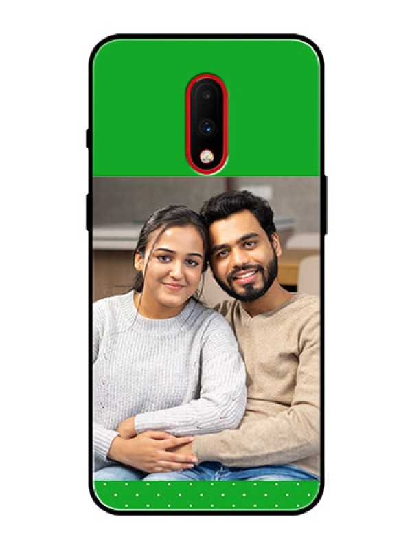 Custom OnePlus 7 Personalized Glass Phone Case  - Green Pattern Design
