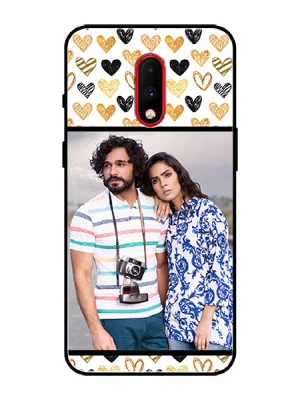 Custom OnePlus 7 Photo Printing on Glass Case  - Love Symbol Design