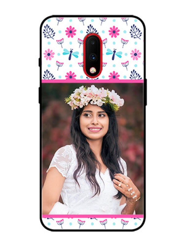 Custom OnePlus 7 Photo Printing on Glass Case  - Colorful Flower Design