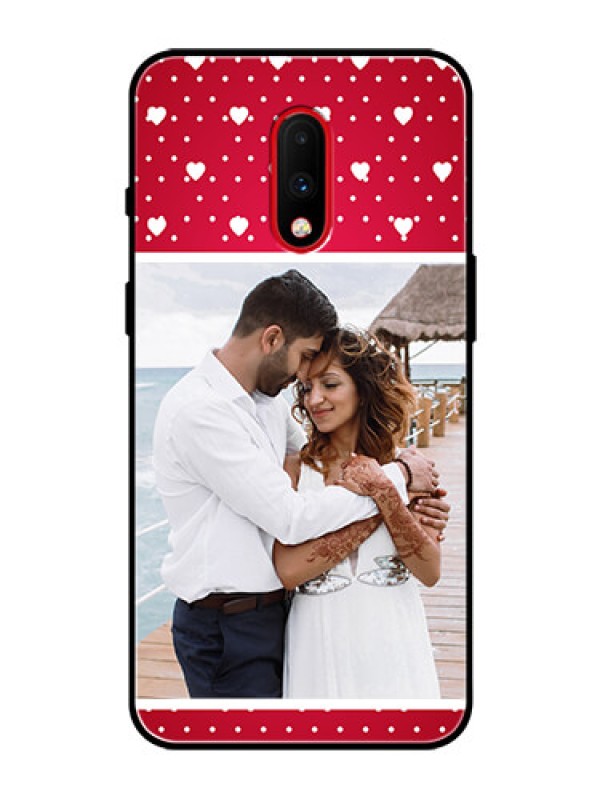 Custom OnePlus 7 Photo Printing on Glass Case  - Hearts Mobile Case Design