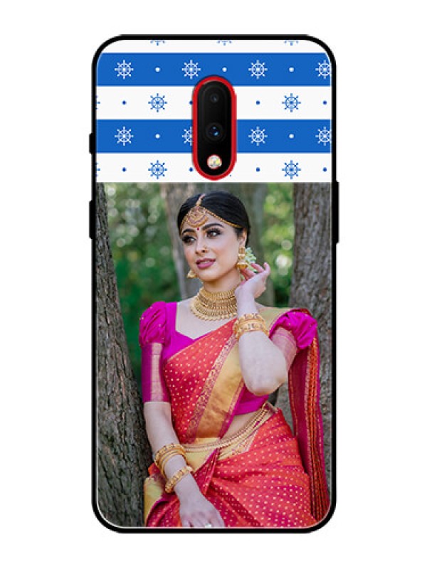 Custom OnePlus 7 Photo Printing on Glass Case  - Snow Pattern Design