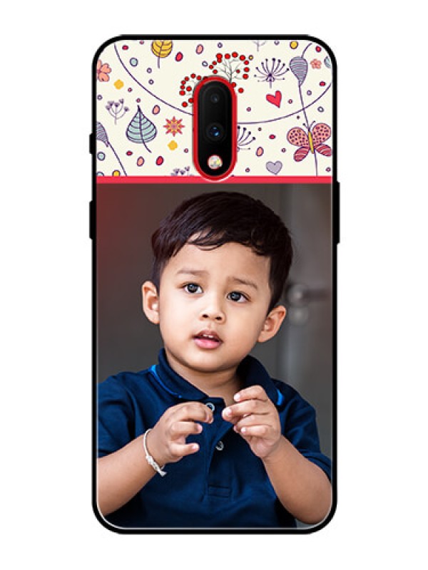 Custom OnePlus 7 Custom Glass Mobile Case  - Premium Floral Design