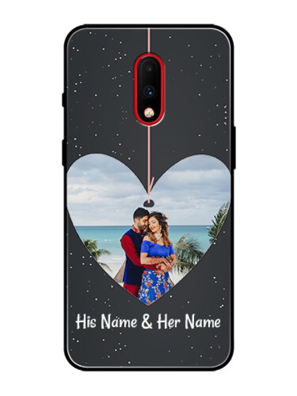 Custom OnePlus 7 Custom Glass Phone Case  - Hanging Heart Design