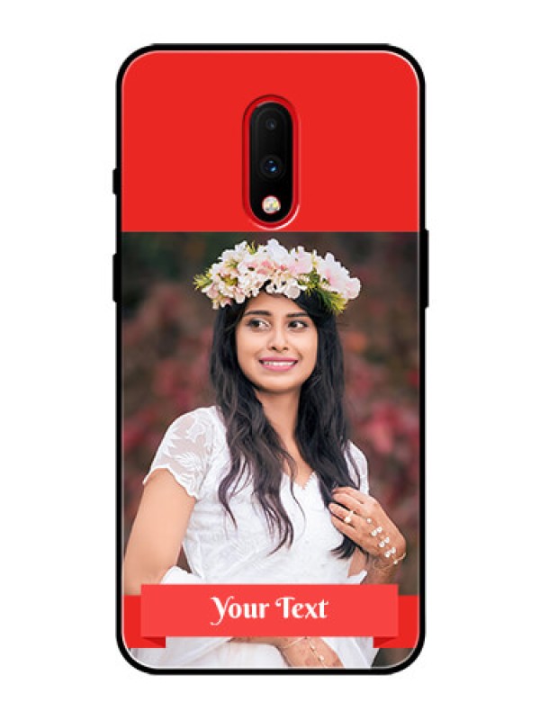 Custom OnePlus 7 Custom Glass Phone Case  - Simple Red Color Design