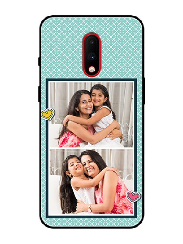 Custom OnePlus 7 Custom Glass Phone Case  - 2 Image Holder with Pattern Design