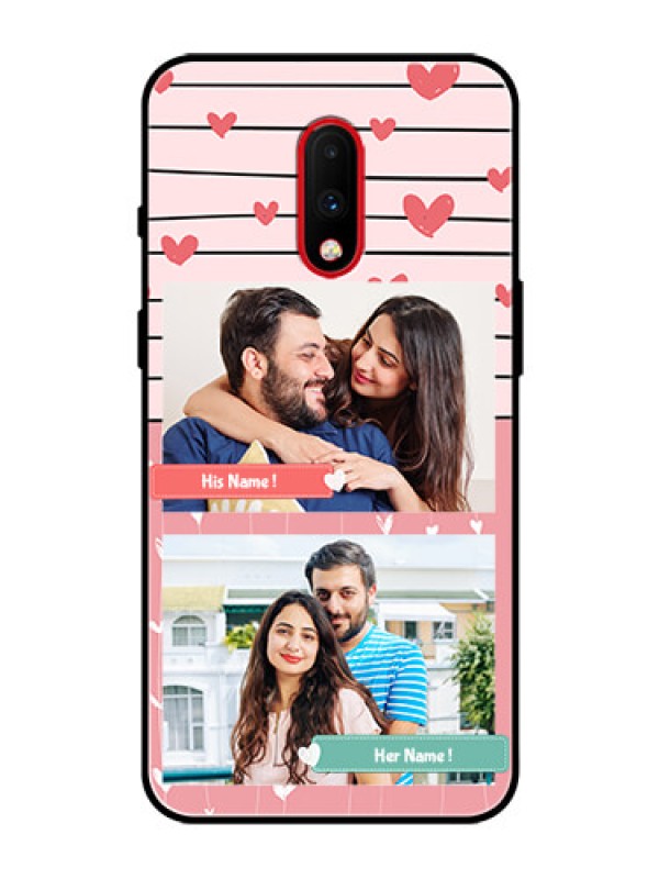 Custom OnePlus 7 Custom Glass Mobile Case  - Photo with Heart Design