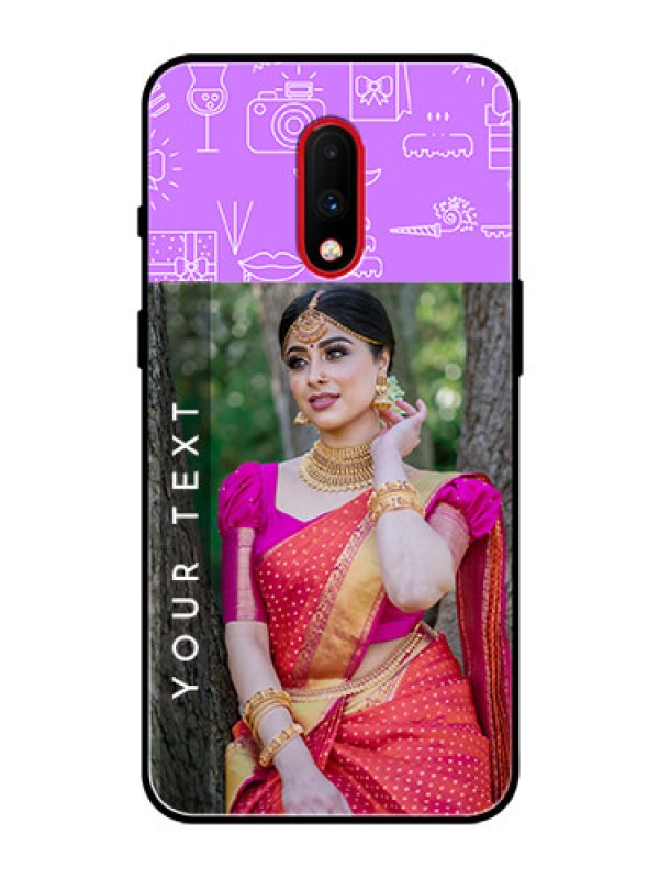 Custom OnePlus 7 Custom Glass Mobile Case  - Birthday Icons Design