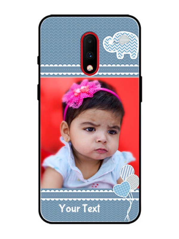 Custom OnePlus 7 Photo Printing on Glass Case  - with Kids Pattern Design