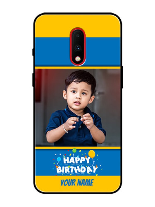 Custom OnePlus 7 Custom Glass Mobile Case  - Birthday Wishes Design