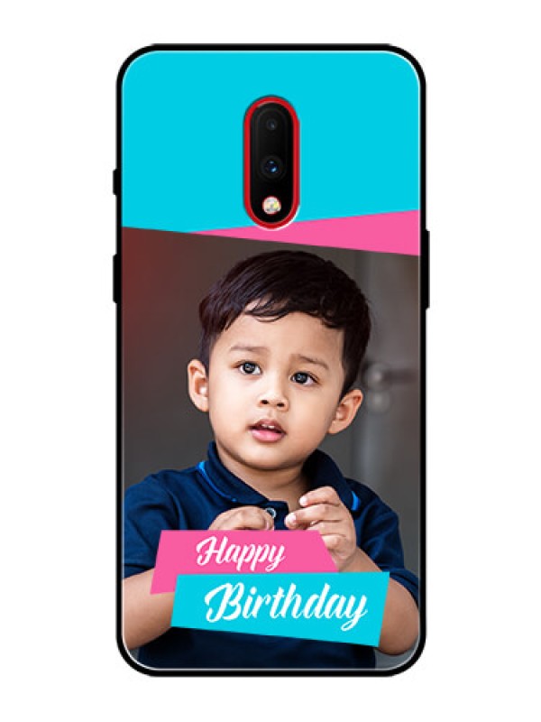 Custom OnePlus 7 Personalized Glass Phone Case  - Image Holder with 2 Color Design