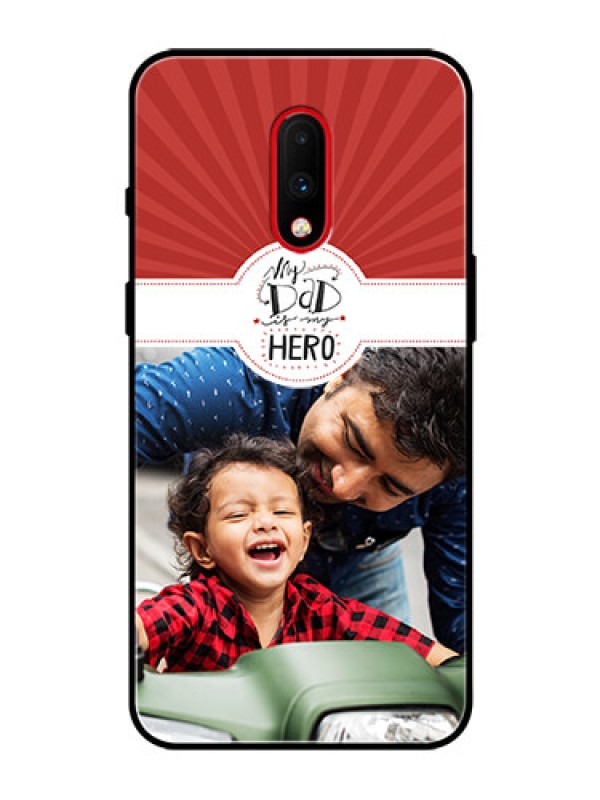 Custom OnePlus 7 Photo Printing on Glass Case  - My Dad Hero Design