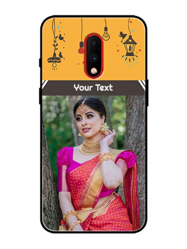 Custom OnePlus 7 Custom Glass Mobile Case  - with Family Picture and Icons 